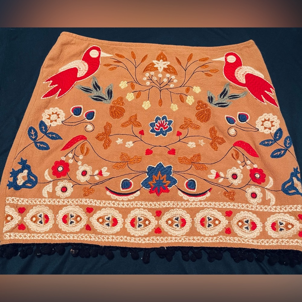 Aztec Mexican floral print skirt